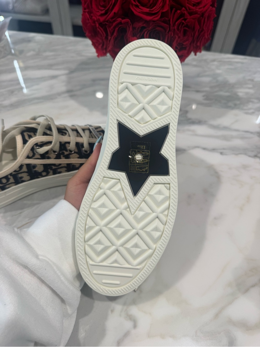 Dior White Leather Lace-Up Sneakers - Picture 4 of 4